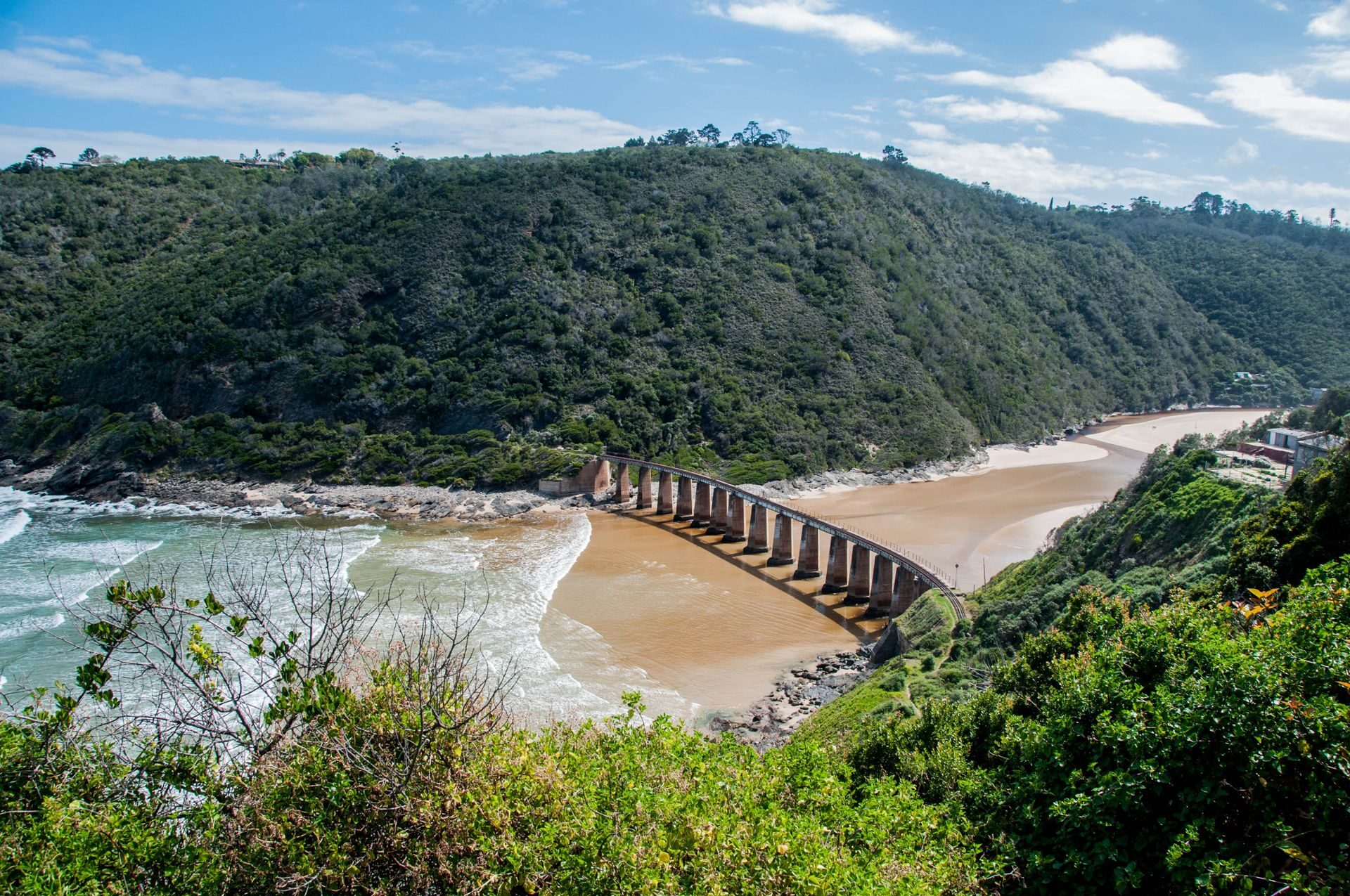 The old railway bridge crossing the Knysna lagoon